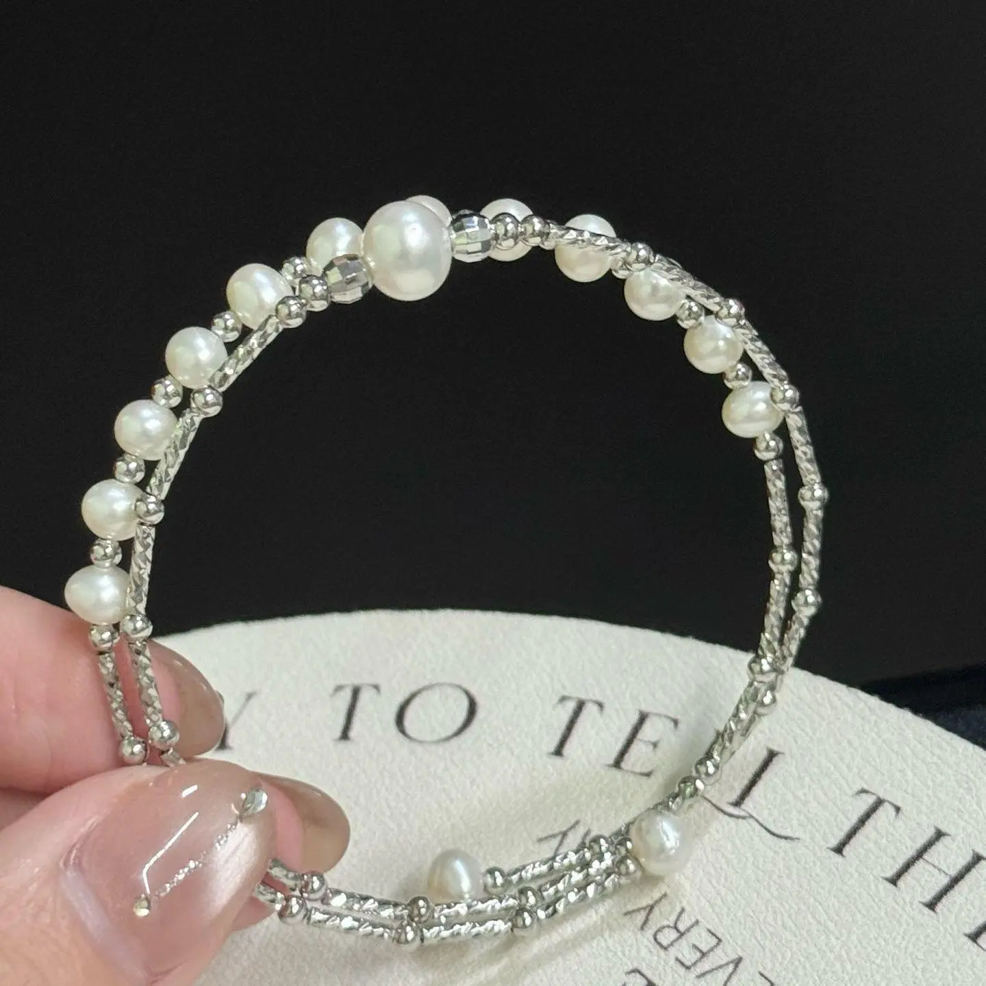 SR Pearl Co. Women's Freshwater Pearl 14K Gold Filled Bangle Bracelet One Size Fits All Elegant Gift for Women