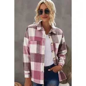 Plaid Button Up Dropped Shoulder Jacket