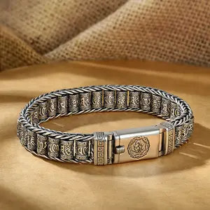 Bracelet Tide Men’s and Women's Luxury Woven Niche Design Sense Six-word Mantra Bracelet Retro Personality