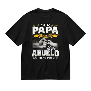 A fun gift for grandpa: a men's casual cotton T-shirt with the Spanish phrase "Ser Papa Es Un Honor Ser Abuelo No Tiene Precio" written on it. It's a classic crew neck and unisex.