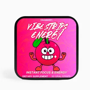 VibeStrips Energy: Cranberry-Flavored Caffeine Oral Strips - Boosts Energy & Focus with L-Theanine & Vitamin B12 - Sugar-Free, Vegan, Gluten-Free