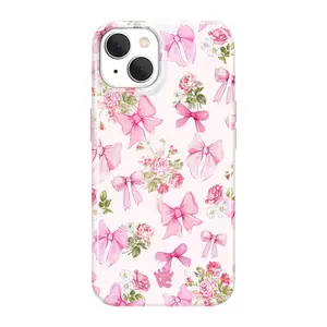Cute phone case for iPhone 15 Case Coquette Bows - 10ft Drop Tested - Posie Pink Bow