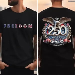 Freedom USA Eagles 250th Anniversary Semiquincentennial Back & Front Dark Shirt, Print Tee, Andrew Clothings