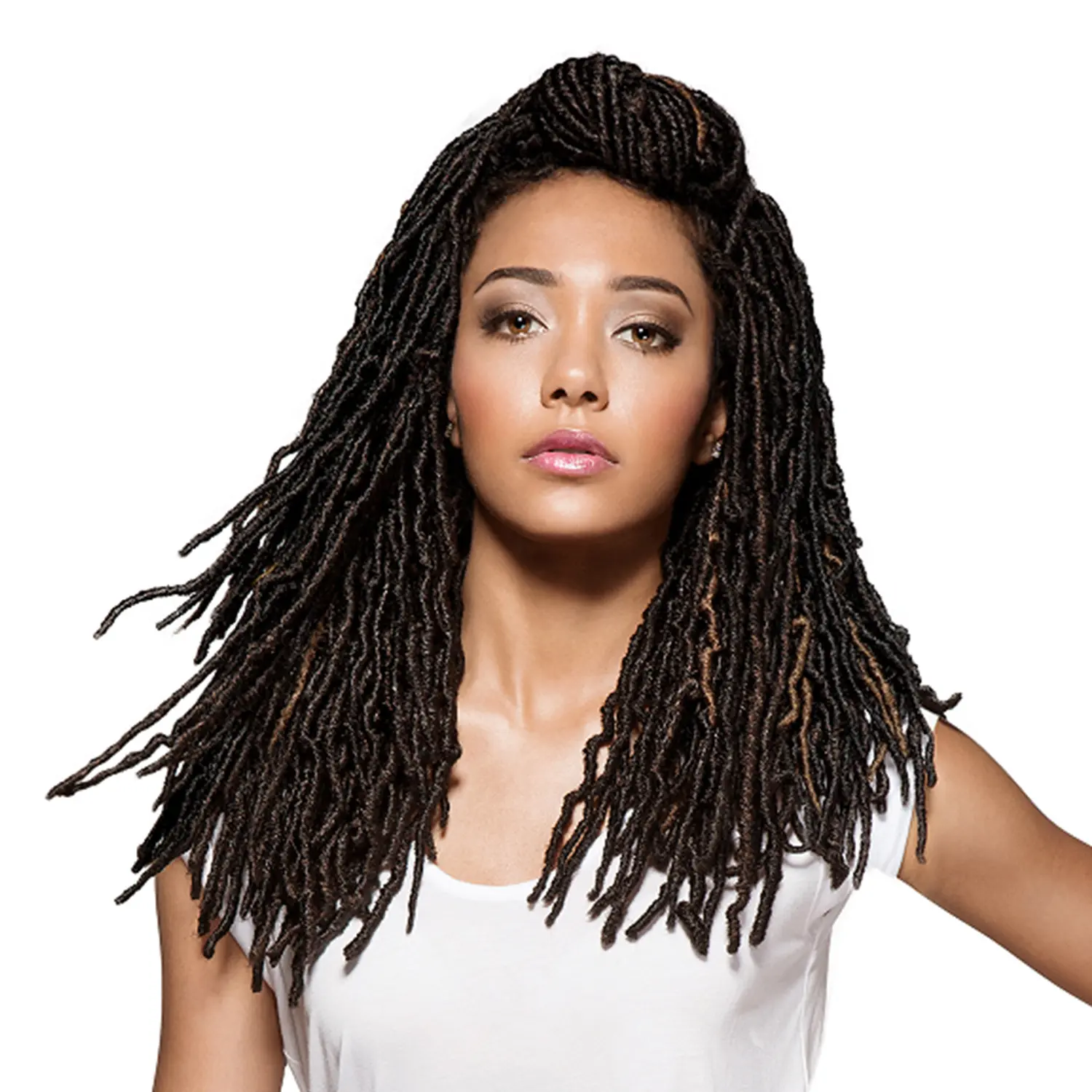 Bobbi Boss Synthetic Braided Lace Wigs - Crochet Braids, African Roots Collection 2X Nu Locs Soft Locs Style, 24", Crochet Braids Synthetic Braided Lace Wigs