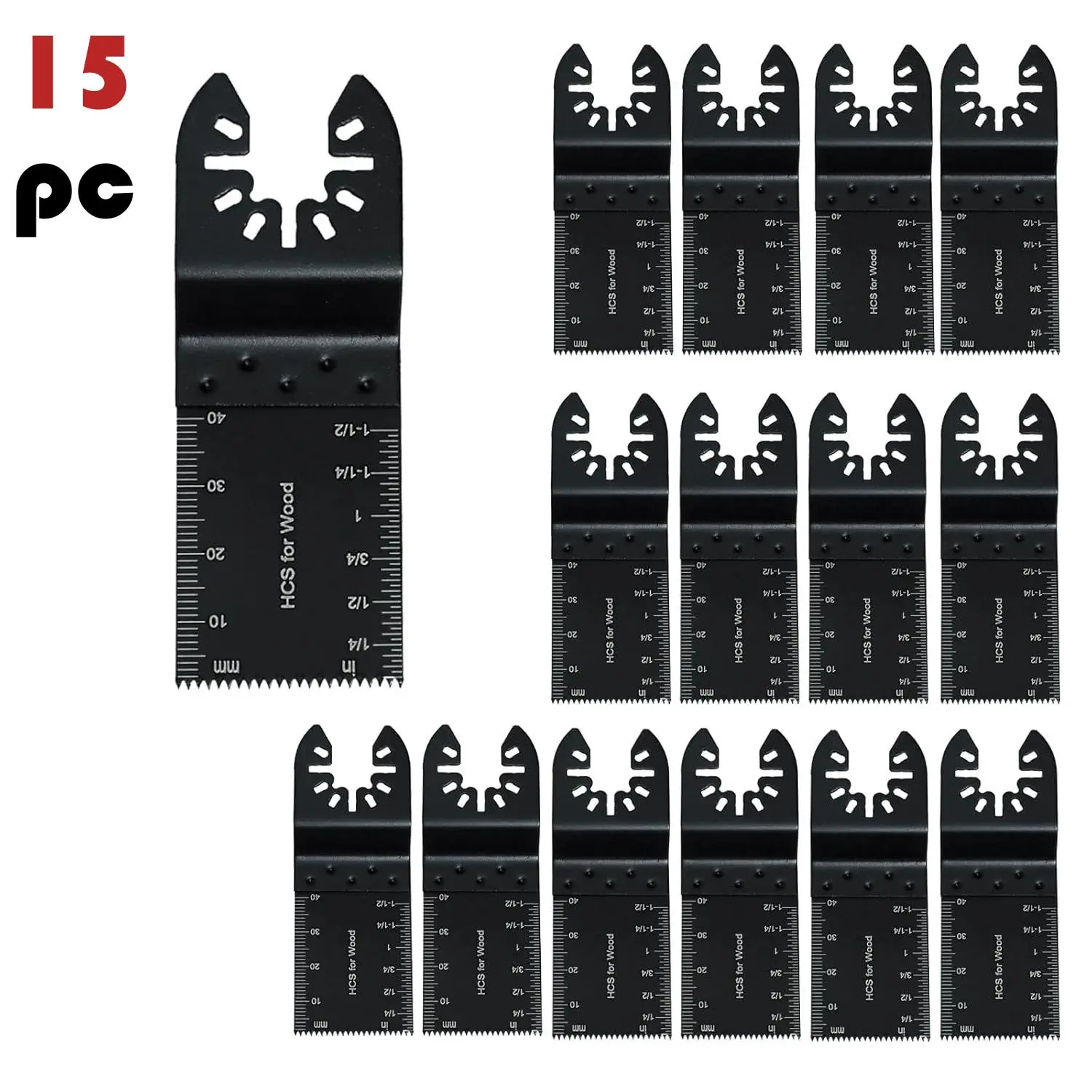 15-Piece Durable High Carbon Steel Universal Oscillating Saw Blade Set, Multi-Function Cutter Blades for Wood, Plastic & Soft Metal Cutting, Compatible with Dremel, Milwaukee & Most Multitools for Home DIY Projects, Daily Repair Work