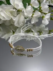 Adjustable Virgin Mary Religious Rhinestone Braided Bracelet for Men and Women