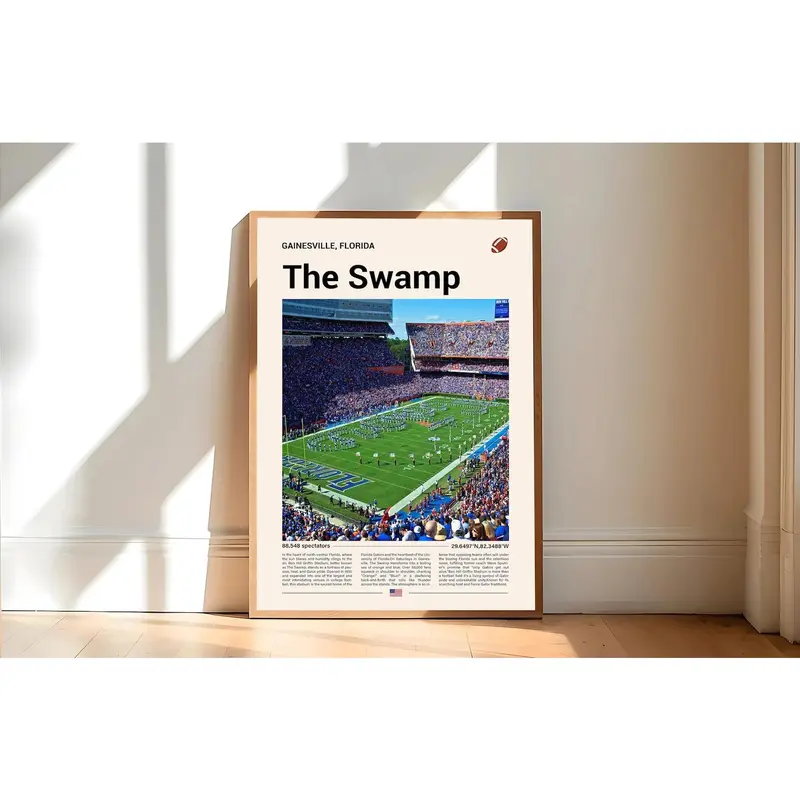 [Sale Up To 40% + Freeship]The Swamp Florida Gators Stadium Poster, Florida Gators Poster Print, NCAA Stadium Poster, Sports Poster, Football Fan Gift