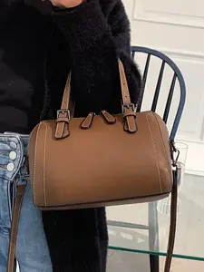 Women's Elegant Fashion Lychee Pattern Pu Leather Handbag, Casual Versatile Zipper Shoulder Bag with Top Handle, Trendy All-match Commuter Bag for Daily Used, Casual Commuting Handbag, Fashionable Handbag, Top Handle Handbags, Zipper Shoulder Purse