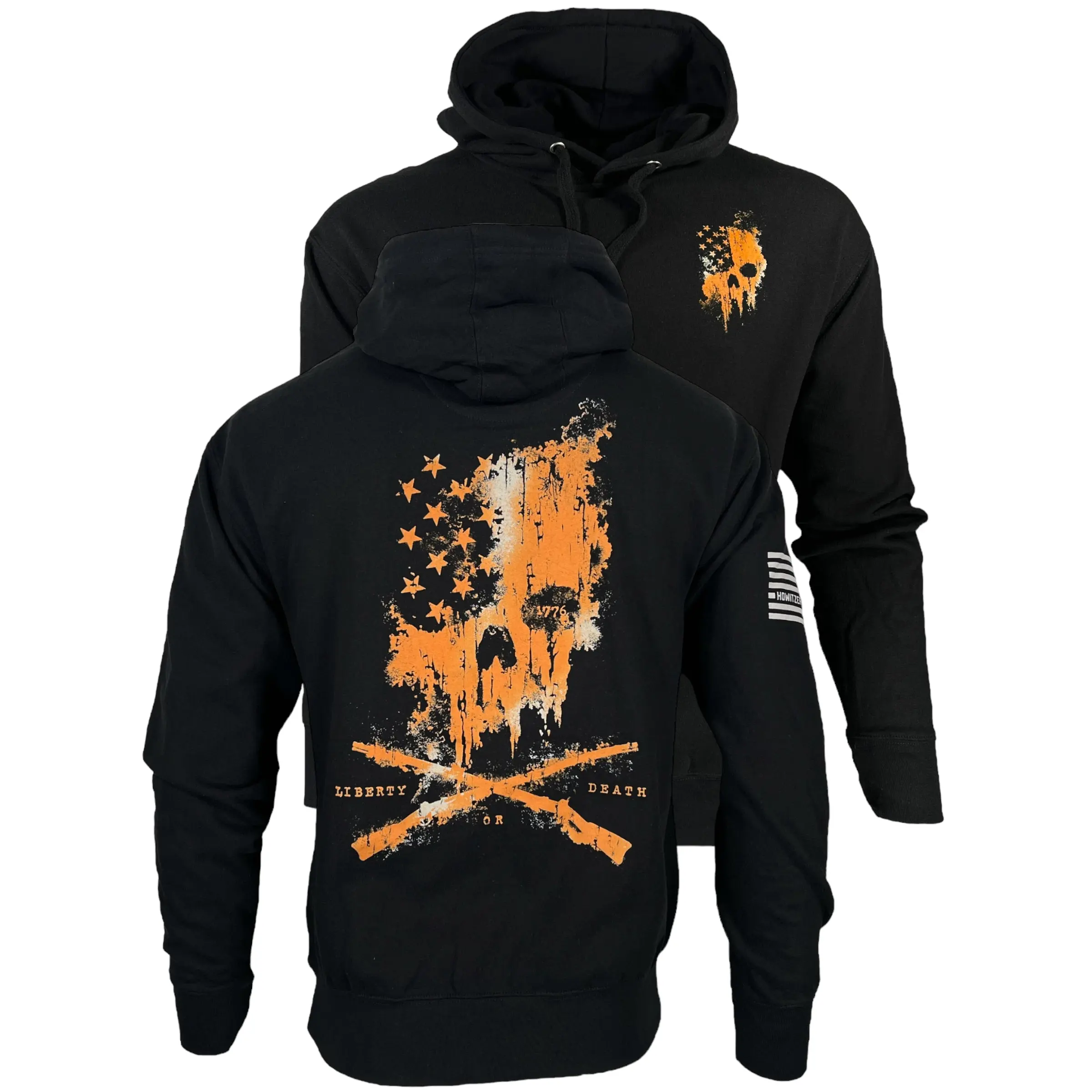 Men's Howitzer-Style Hooded Pullover Sweatshirt - Liberty Forged Military Grunt MFG, Cotton Blend, Casual, Long Sleeve, Polyester, 2000s Aesthetic, All Seasons, Cold Wash, Standard Sizes, 2XL, M