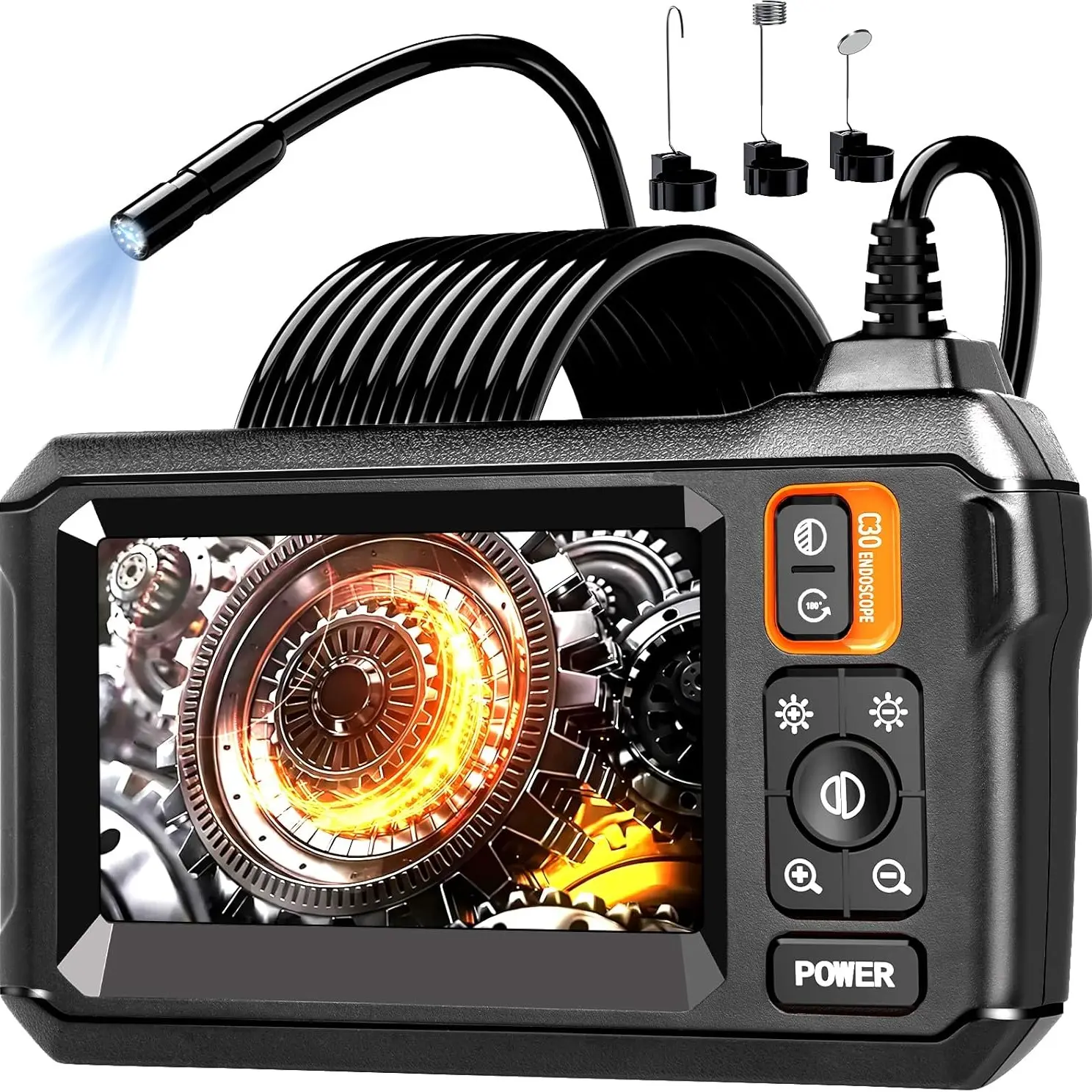 High-Definition Industrial Endoscope, Automotive Scan Tool, Diagnostic Scan Tool, Automotive Maintenance Tools, Automotive Repair Tools, Waterproof Digital Inspection Camera with 4.3" LCD Screen, 8 LED Lights, 5m Semi-Rigid Cable