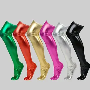 Women's Solid Polyester Knit Knee-High Socks, 3-Pack Shiny Reflective Metallic Sexy Party Stockings, Mermaid Bra with Premium Fabric
