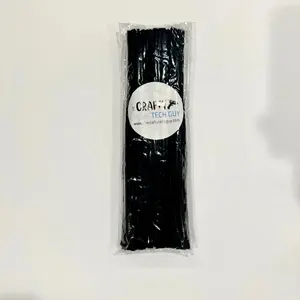 12" black chenille stem, pipe cleaner, 100 per pack