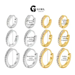 GGIRL 18K Gold Plated Stainless Steel Environmentally Friendly Hypoallergenic Colorfast Hoop Earrings Set Cubic Zirconia Cartilage Snug Pierced Ears Versatile Fashion Jewelry Gift for Holiday Haul Christmas Valentine's Day Birthdays Anniversaries