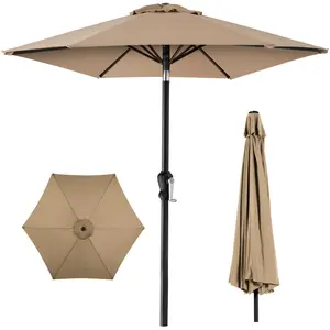 Best Choice Products 10ft Outdoor Steel Market Patio Umbrella w/ Crank, Tilt Push Button, 6 Ribs