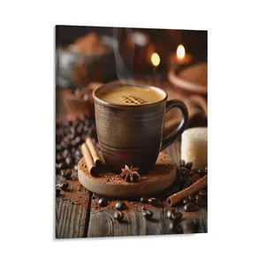 Cup Of Coffee Photo Canvas Posters Wall Art Prints Modern Coffee Bean Picture Home Wall Aesthetic Living Room Bedroom Office Decor Festival Gift