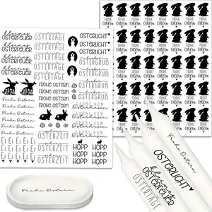 2PCS UV DTF Cup Wrap Stickers, German Easter Rub on Transfers for Crafts, Permanent DIY Transfer Decals for 16oz Libbey Glass Cans, Mugs, Candles, Notebooks and Flower Pots, Easy to Apply Art Stickers