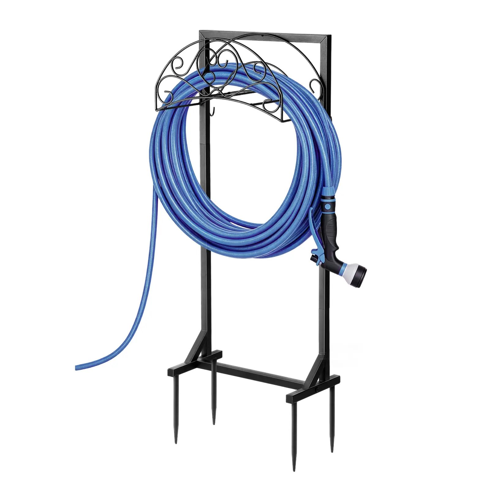Garden Hose Holder, Heavy-Duty Water Hose Reel with Stable Base, Freestanding Storage Rack for Outside, Holds 150ft – Metal Stand for Yard & Lawn