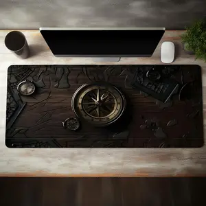 Compass Pattern Mouse Pad, 1 Count Rectangle Large Gaming Mouse Pad with Non-slip Rubber Base, Stitched Edge Office Desk Keyboard Mat for Home Office Game