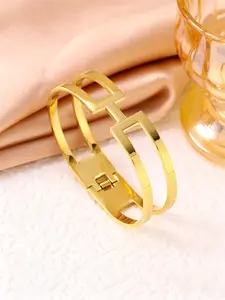 Gold/Silver Tone H Initial Cuff Bangle for Women, Dainty Letter H Open Bracelet, Elegant Everyday Jewelry