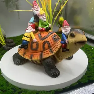 [Resin Outdoor Courtyard Ornament] 1pc Art Deco Resin Turtle with Dwarf Garden Statue, Floor Mount Animal Theme Decor for Independence Day, No Electricity or Battery Needed, Outdoor Courtyard Ornament