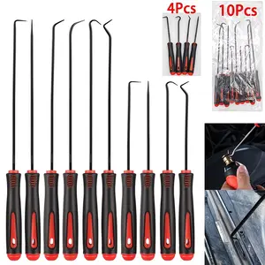 4/10 pieces of precision car hook set, mini precision hook professional puller disassembly mechanic tool, durable car hook set, suitable for disassembling car oil seal ring and O-ring gasket oil seal hook set