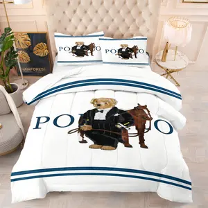 Bear Pattern Comforter Set Quilt, Soft And Durable Bedding Set, Includes 1 Comforter And 1 Or 2 Pillowcases, Daily Holiday Birthday Gift Bedroom Decoration For Children And Adults