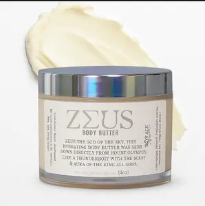 Zeus Body Butter 4oz - Hydrating Shea & Cupuaco Butter with Vanilla Musk & Sandalwood Scent - Divine Touch Body Care Product