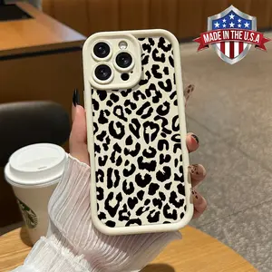 Trendy Black White Leopard Print Pattern Slim Case for iPhone 17 16 15 14 Pro Max 13 12 11 XR XS Plus Air Shockproof Anti Drop Anti Scratch TPU Cover