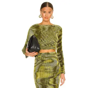Ronny Kobo Gwen Top in Golden Lime & Black