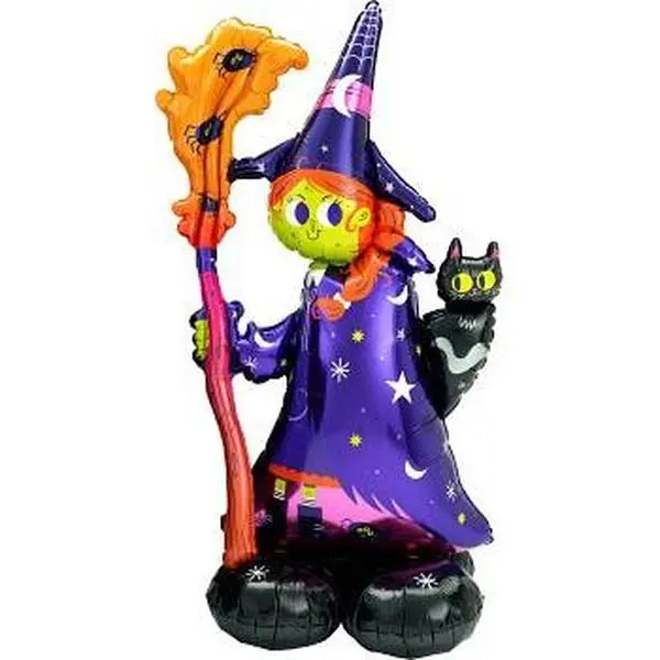 Scary Witch with Cat 55"