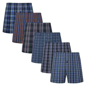 JupiterSecret-6PCS Men's Boxers Underwear 100% Cotton Woven Boxers for Men Pack Boxer Shorts Assorted Colors