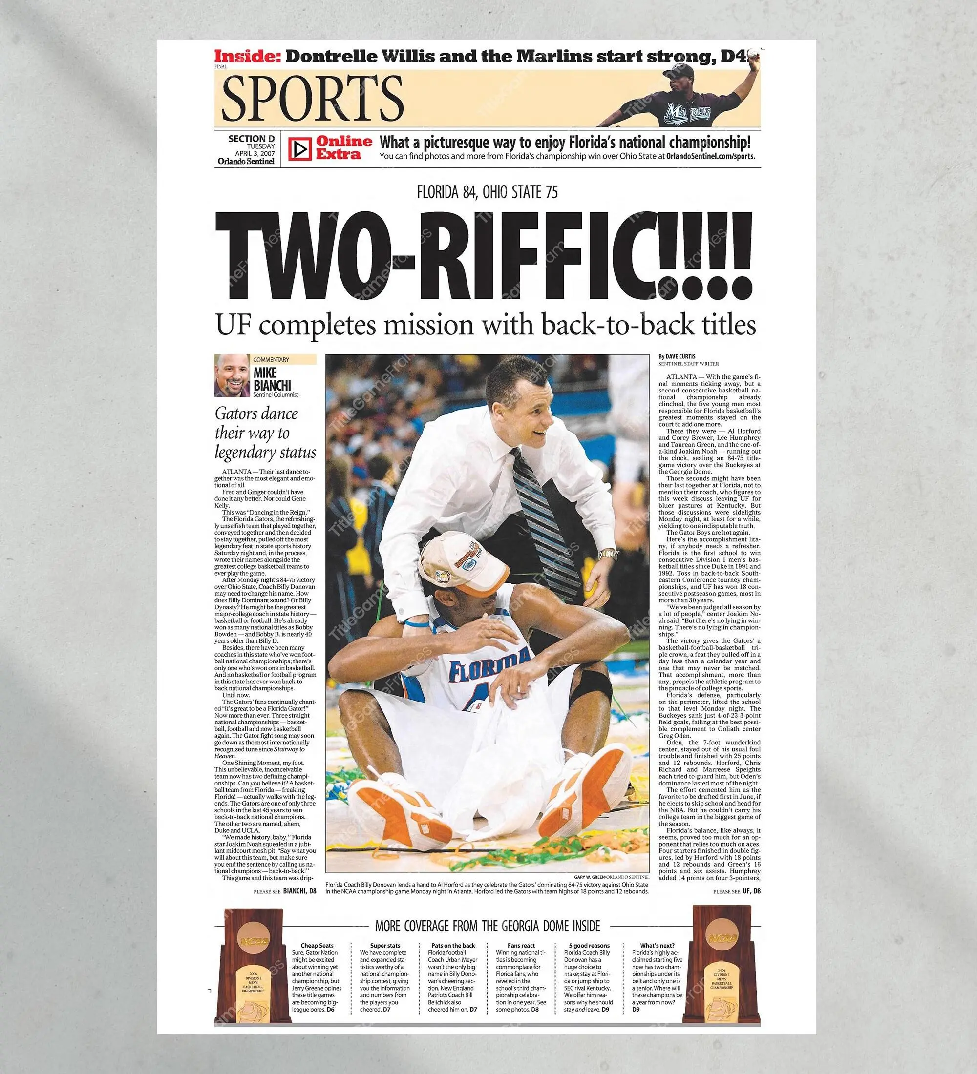 2007 Florida Gators 'TWO-riffic!!!' NCAA Basketball Champions - Unframed Poster