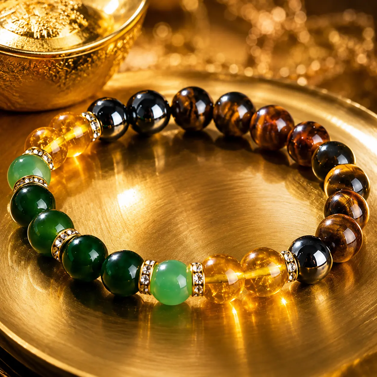 Money Bracelet with Black Onyx and Tiger's Eye - Luck Bracelet - Attract Wealth, Abundance and Prosperity Crystals And Healing Stones