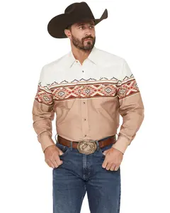 Rodeo Men's Clothing Men'S Southwestern Border Print Long Sleeve Snap - Ps100l-1089