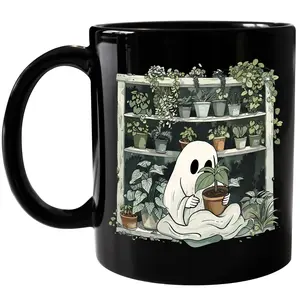 Funny Plant Ghost Mug, Halloween Plant Lady Mug, Spooky Gardener Mug, Plants Lovers Mug, Halloween Plants Tea Cup, Gardening Lovers Halloween Coffee Cup, Funny Nature Lovers Mug, Gift For Gardener, Halloween Gifts, Ceramic Coffee Mug, 11Oz 15Oz Mug