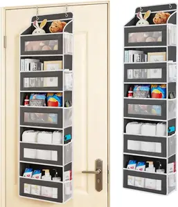 5-Tier Over-the-Door Hanging Rack with 5 Large Pockets – Anti-Tip, Efficient Organization, Easy Access, Gray Storage Shelf