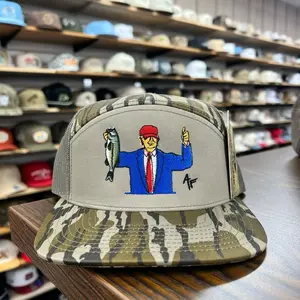 Donald Catchin’ Em 7 Panel Hat - Bottomland | Unisex 7 Panel Snapback | Camo Summer Cap | Casual Style Baseball Hat | Fitted Hunting Hat | Gift for Him & Her | Embroidered Deer Hat