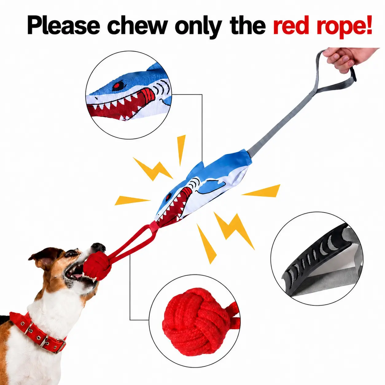 Kawiwi Interactive Dog Tug Toy, Tug of War Dog Pull Rope Teeth Cleaning, Conserve Dog's Energy and Strengthen Bond with Master for Outdoor & Indoor Playtime , Dog Toy with a Sound Squeaky for Small & Medium Dogs Durable Chew Chew Stick