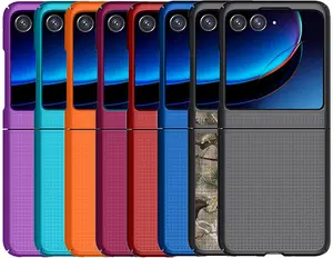 Case for Motorola RAZR+ 2023, Nakedcellphone Slim Hard Shell Protector Cover [Anti-Fingerprint, Grid Texture] for Moto RAZR Plus '23 (RAZR 40 Ultra)