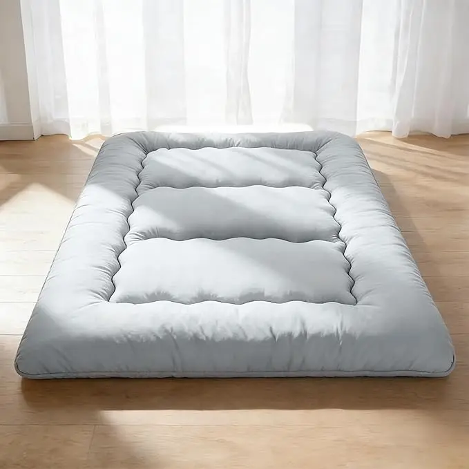 High Density Foam Floor Mattress - Rollable, Portable Shiki Futon with Storage Bag, 5-Layer Diamond Stitching, Comfortable Foam-Based High Quality Mattress for Guest Bed, Camping Pad, Comfortable Mattresses, Foam-Based Mattresses