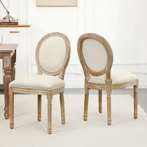 Furnimart French Country Dining Chairs Set of 2 Farmhouse Kitchen Chairs with Round Back and Solid Wood Legs, Kitchen Dining Room