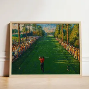 Vintage Tiger Woods Masters Golf Wall Art - Augusta Decor Print For Golf S