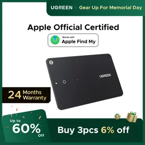 UGREEN FineTrack Slim Smart Finder Compatible with Apple Find My (iOS Only), Wallet Finder, IP68 Waterproof Rechargeable Bluetooth Tracker Card-Button Device Magnetic,tiktokshopmemorialday