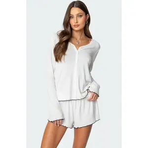 Edikted Women's Chelsey Button Up Pointelle Top