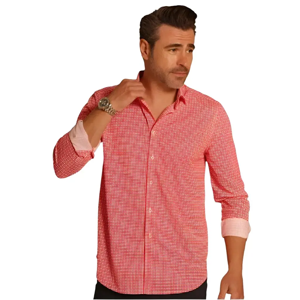Swiss Check Long Sleeve Tech Shirt - Red