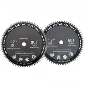 12-lnch (305mm) TCT Metal Cutting Circular Saw Blade-- 60/80 Precision-Tipped Teeth, 25.4mm Arbor, Bult with industrial-gradedurability and precision, ideal for construction work, fabrication, or DlY metal projects.