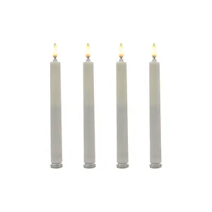 LumaBase 3D Wick Flame Taper Candles (Set of 4) - Battery-Operated Ambient Lights, Flickering Amber LED, Twist On/Off Timer, Indoor & Outdoor Home Decor