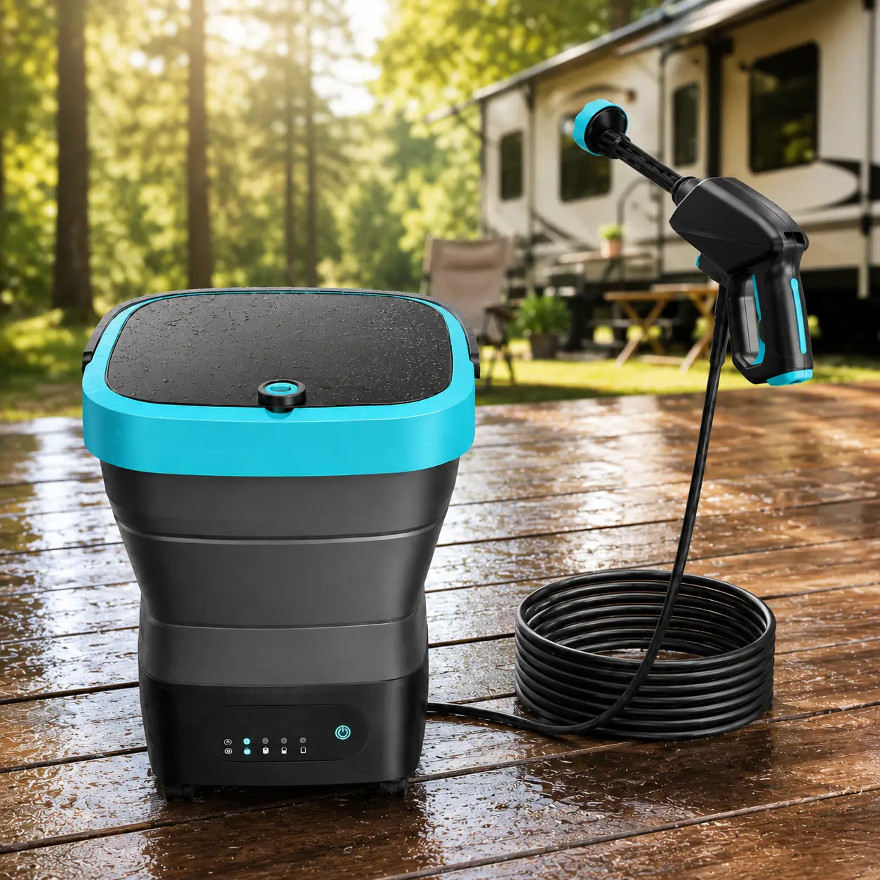 750 PSI Cordless Pressure Washer, 15L Foldable Water Tank, 2×21V Batteries, 4 Spray Modes, Portable Cleaner for Car, Bike, Patio & Camping
