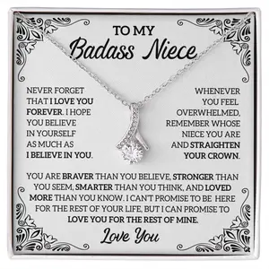 To My Badass Niece Gift - Unique Niece Jewelry with Meaningful Message Card, Alluring Love Necklace, Thoughtful Gift for Loved Ones