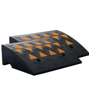 Rubber Curb Ramp 2 Pack, 6" Rise Height Heavy-Duty 33069 lbs/15 T Capacity Threshold Ramps, Driveway Ramps with Stable Grid Structure for Cars, Wheelchairs, Bikes, Motorcycles
